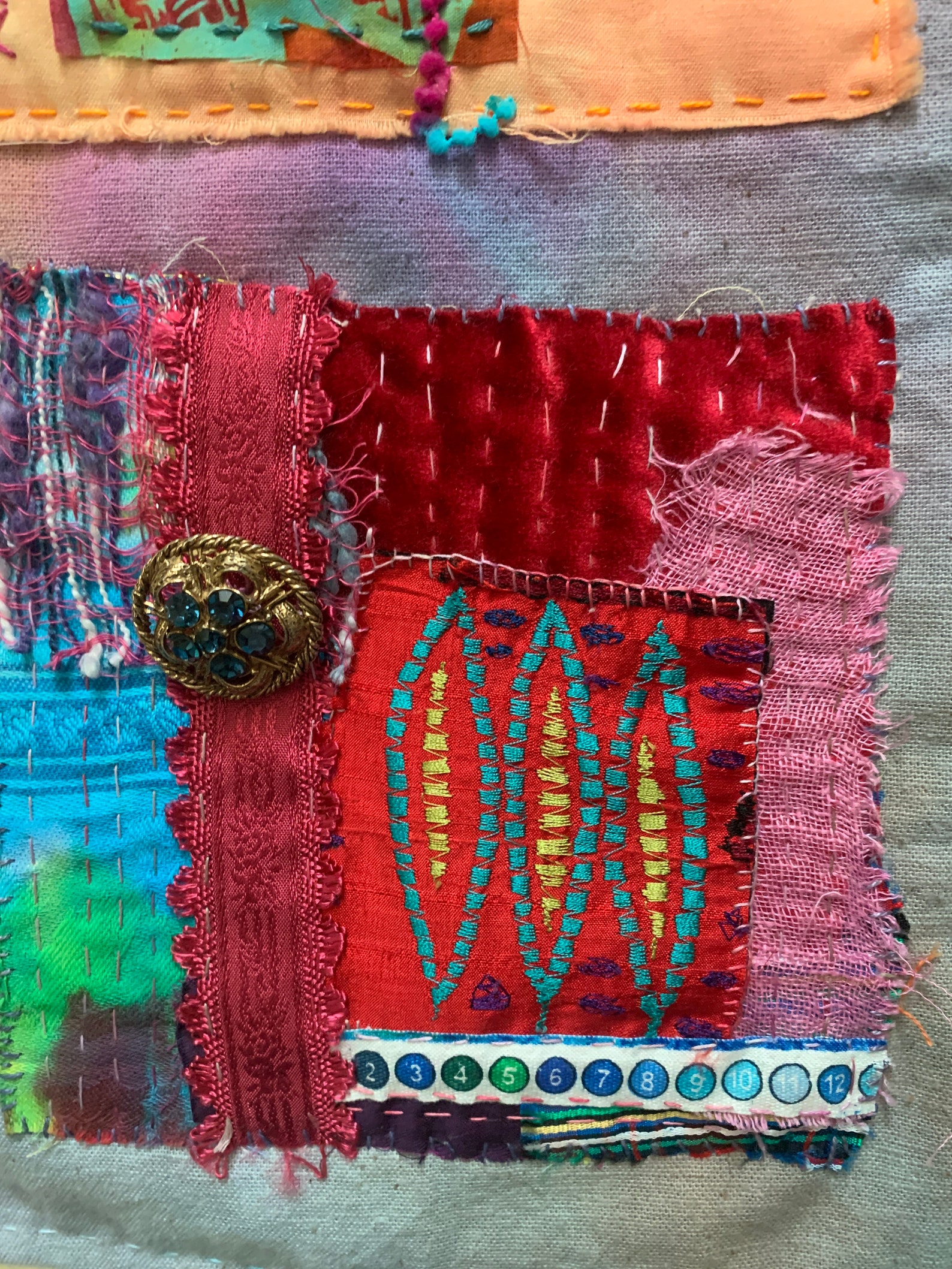 Mixed Media Wall Hanging Vibrant Fiber Art 6 Contrast Etsy