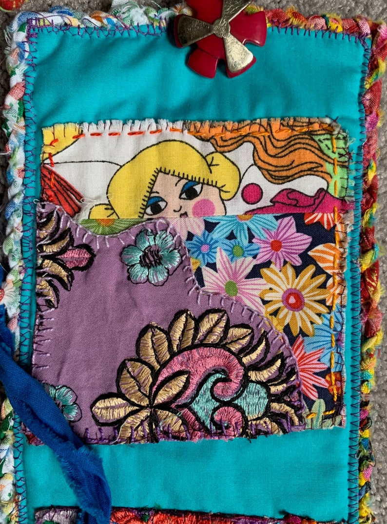 Embroidered 3 Panel Mixed Media Wall Hanging, Original Textile Art Etsy