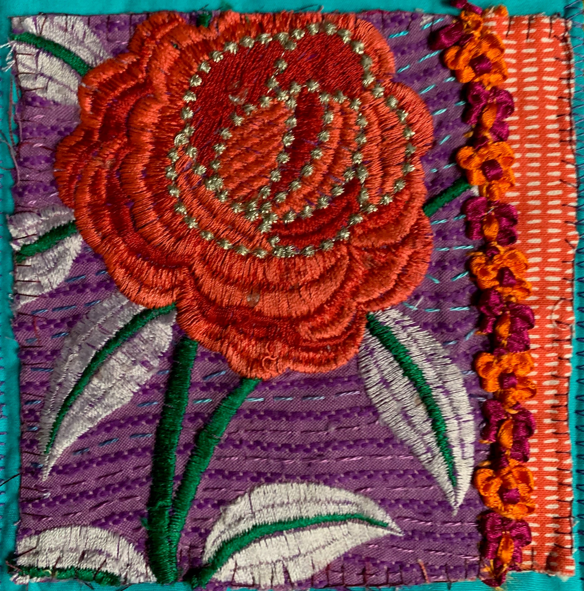 Embroidered 3 Panel Mixed Media Wall Hanging, Original Textile Art Etsy