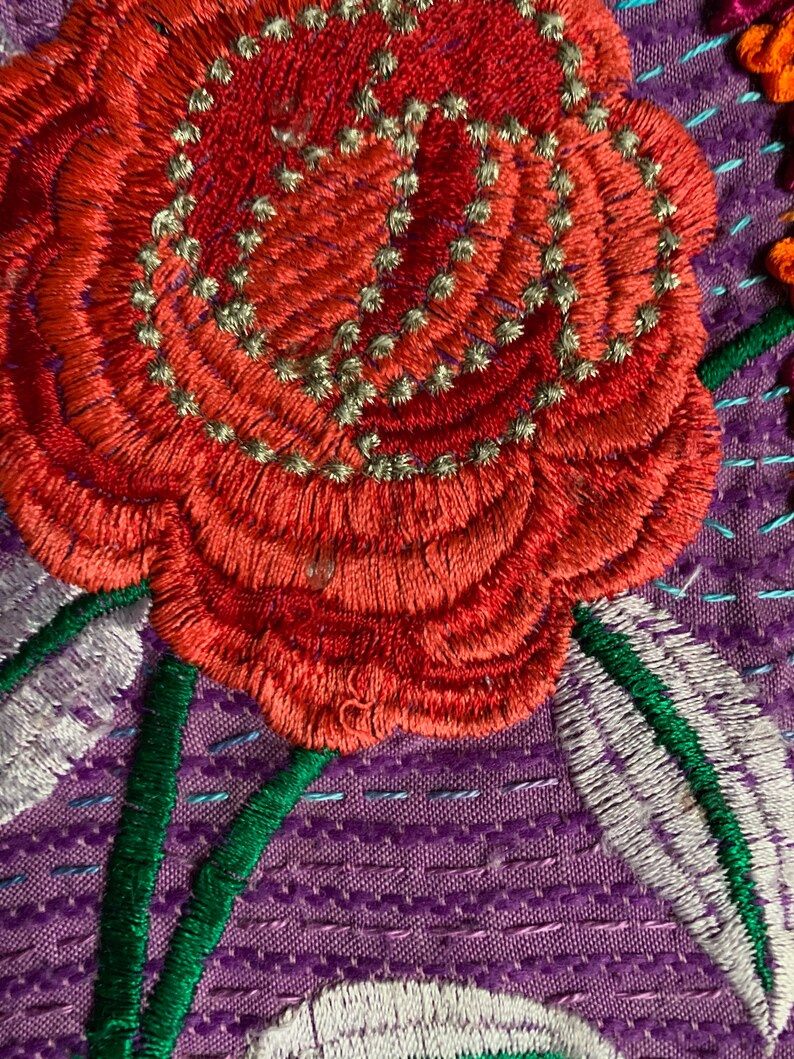 Embroidered 3 Panel Mixed Media Wall Hanging, Original Textile Art Etsy