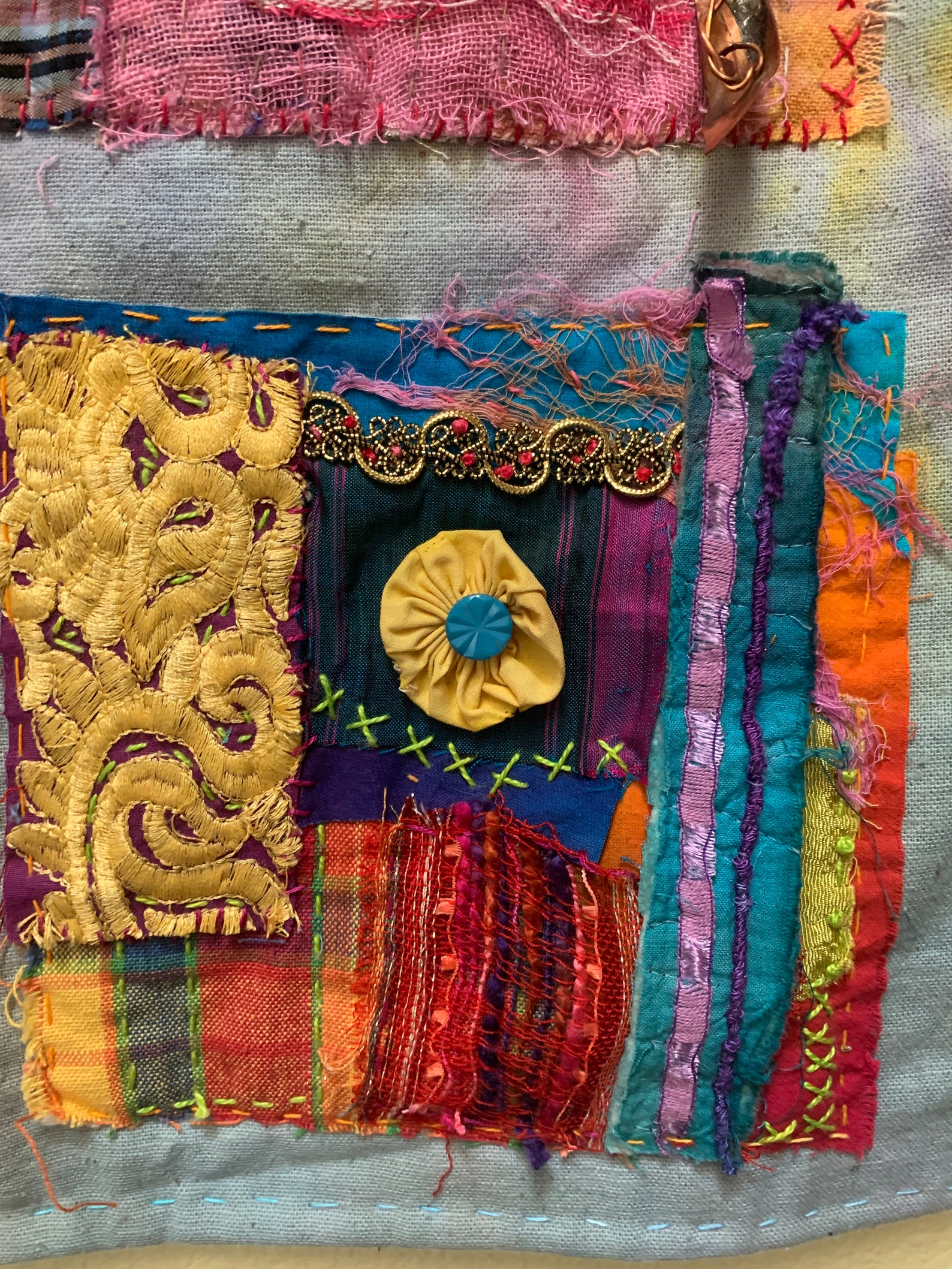 Mixed Media Wall Hanging Vibrant Fiber Art 6 Contrast Etsy