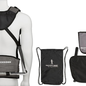 Mochila portabebés Piggyback Rider SCOUT (6 piezas) para niños pequeños, ideal para eventos familiares, rutas de senderismo, acampadas, viajes y parques temáticos (negro)