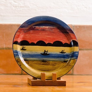 Handgjord, Solnedgång, Keramisk tallrik, Middagstallrik, Beställningsgjord, Tallrik, Malawi, Handgjord keramik, Keramisk tallrik, Specialbeställd keramik, Tallriksset