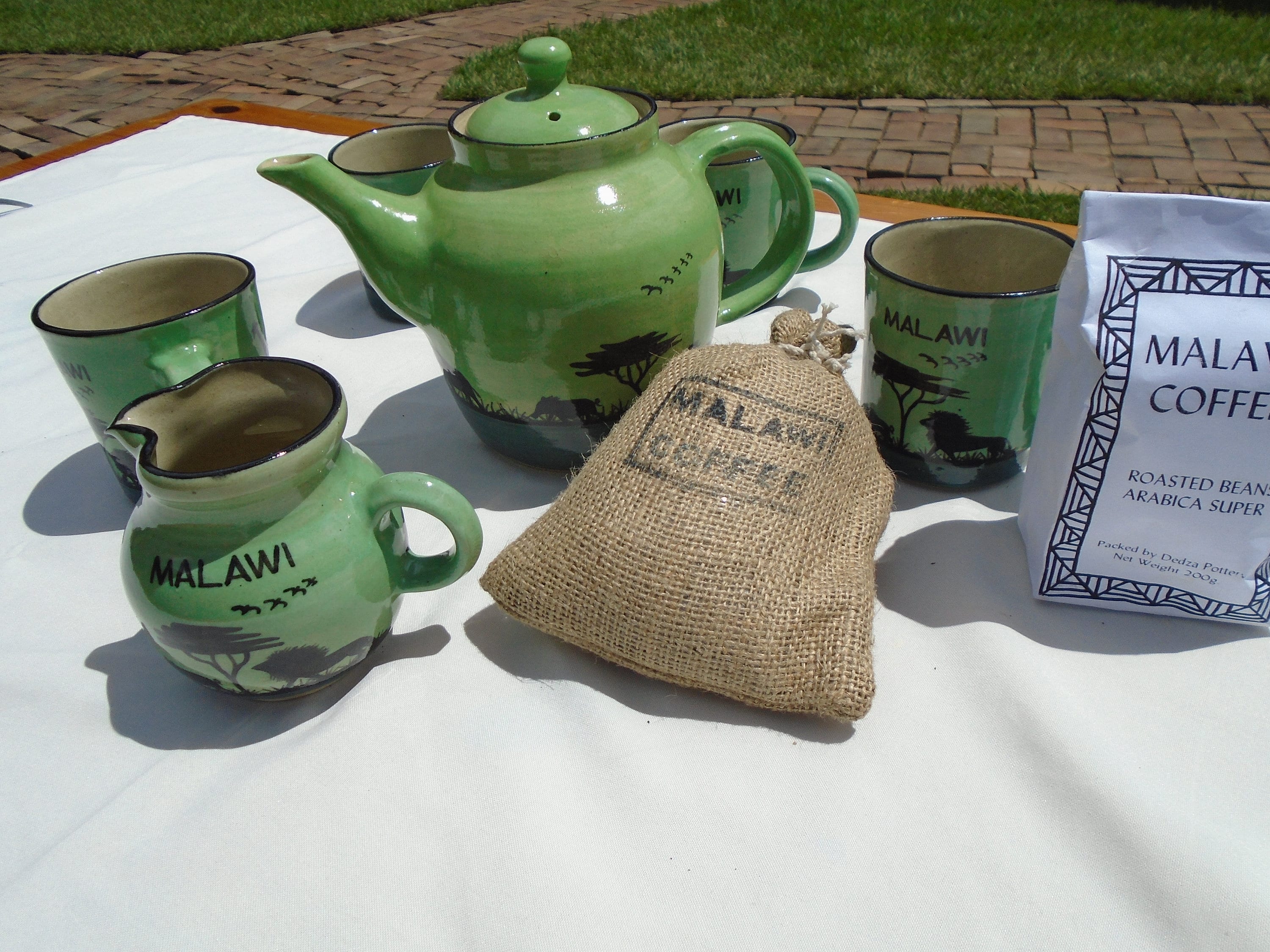 Green Ceramic Tea Set Green Tea Pot With Mugs Hand Painted Etsy UK