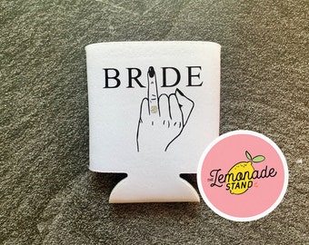 Bride Can Cooler, Bride Coozie, Bride Koozie, Bride Finger Up Can Cooler, Wedding Coozie