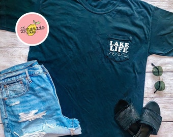 Lake Life Pocket T-Shirt, Lake Life Pocket Tee, Personalized Pocket T-Shirt, Boyfriend T-Shirt, Unisex T-Shirt