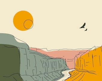 Grand Canyon IN COLOR, Arizona, Minimal line art