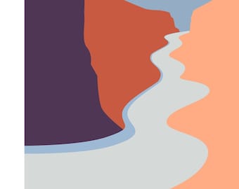 Grand Canyon IN COLOR, Arizona, Minimal line art