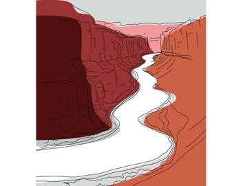 Grand Canyon IN COLOR, Arizona, Minimal line art