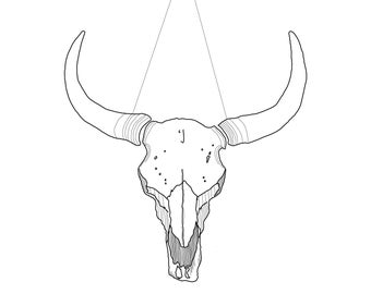 Hanging Cow Skull digital print