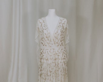 Embellished and Beaded Cape Wedding Dress