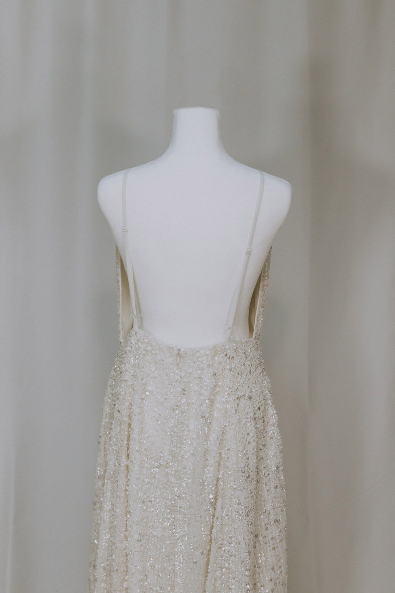 ASOS Sequin Adjustable Low Back Wedding Dress image 4