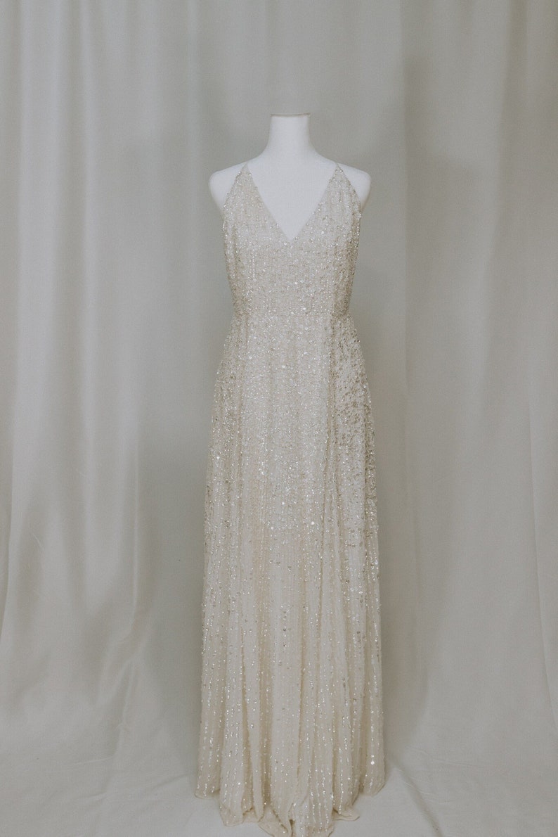 ASOS Sequin Adjustable Low Back Wedding Dress image 1