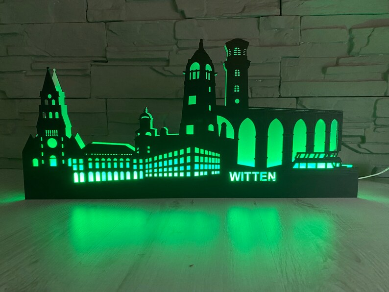 Black Edition Skyline Witten arc, Schwibbogen, silhouette with LED lighting image 3