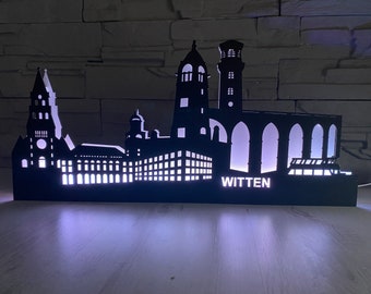Black Edition Skyline Witten arc, Schwibbogen, silhouette with LED lighting
