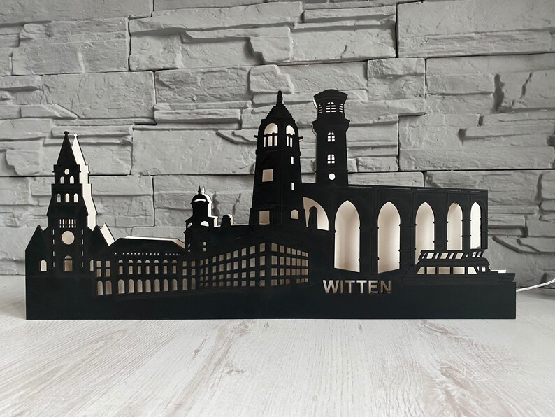 Black Edition Skyline Witten arc, Schwibbogen, silhouette with LED lighting image 5