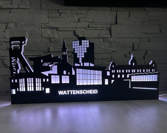 Skyline Wattenscheid Black Edition , Schwibbogen, Lichtbogen, Silhouette mit LED