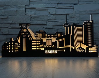 Skyline Essen candle arch, arc, silhouette with LED lighting