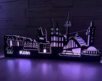Black Edition Skyline Cologne Schwibbogen, Lichtbogen, Silhouette with LED lighting