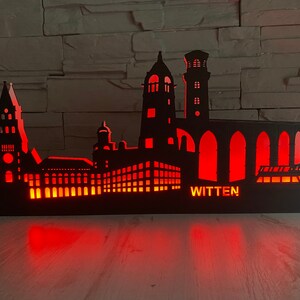 Black Edition Skyline Witten arc, Schwibbogen, silhouette with LED lighting image 4