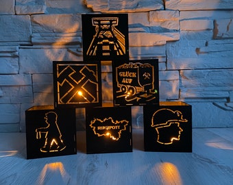 Tealight holder square Ruhrpott motifs 10 x 10 cm candle holder Ruhr area