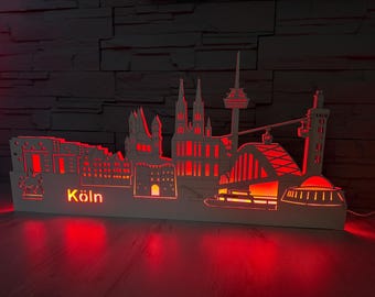 White Edition Skyline Cologne, candle arch, wooden arch, light arch, silhouette with LED lighting