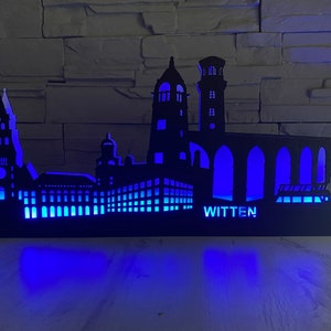 Black Edition Skyline Witten arc, Schwibbogen, silhouette with LED lighting image 2