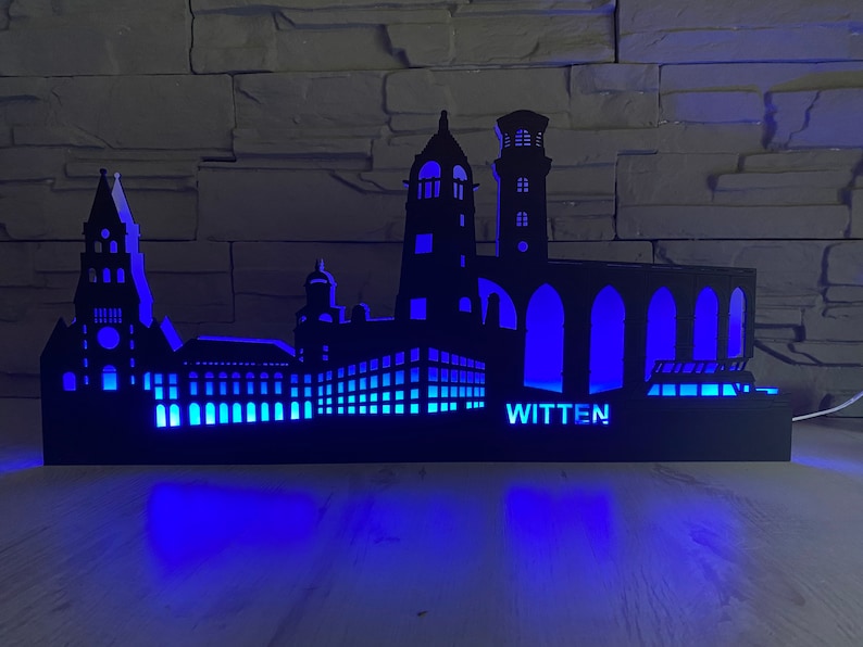 Black Edition Skyline Witten arc, Schwibbogen, silhouette with LED lighting image 2
