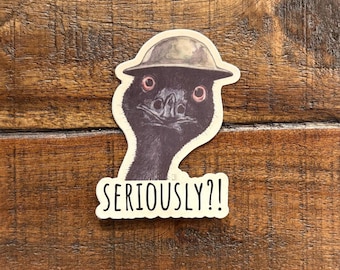Fighting Emu Sticker: Waterproof Vinyl
