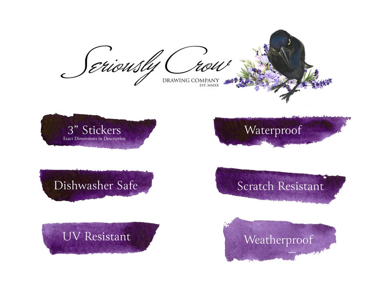 Seriously Flowers and Crow Clear Premium Sticker, Crow Stickers, Flower Stickers, Floral Stickers, Decals, Raven Stickers, Blackbird Sticker image 2