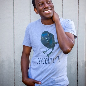 Seriously Crow T-Shirt, Crow T-Shirt, Raven T-Shirt, Blackbird T-Shirt, Tee, Tees, Shirts, Short Sleeve, Crows, Ravens, Animal Print