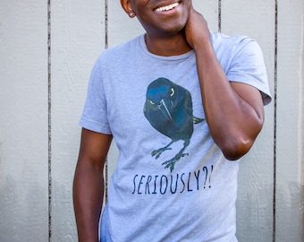 Seriously Crow T-Shirt, Crow T-Shirt, Raven T-Shirt, Blackbird T-Shirt, Tee, Tees, Shirts, Short Sleeve, Crows, Ravens, Animal Print