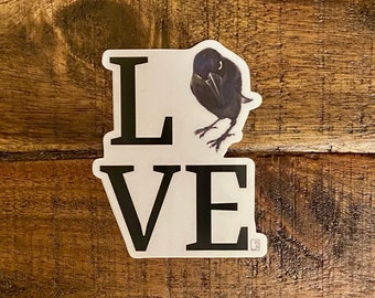 Seriously Crow Love Sticker: Waterproof Raven Art Decal