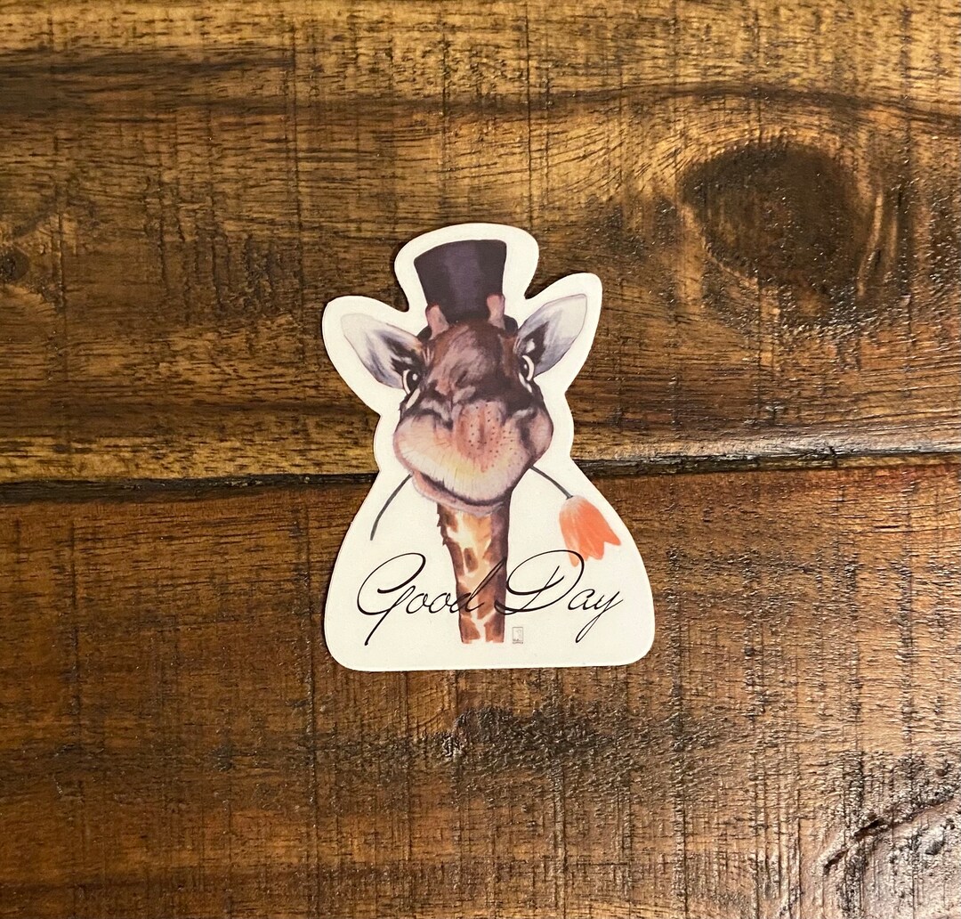 Gentleman Giraffe Vinyl Sticker: Waterproof Animal Art Decal - Etsy