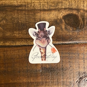 Sticker vinyle premium Gentleman girafe, oeuvre d'art de girafe, art animalier, résistant aux rayures, lavable au lave-vaisselle, résistant aux UV, imperméable, décalcomanies
