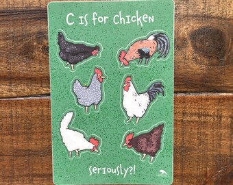Seriously Chickens Sticker Sheet: Waterproof Vinyl