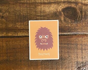 Bigfoot Cryptid Cutie Premium Vinyl Sticker, Folklore Art, Cryptid Art, Scratch Resistant, Dishwasher Safe, UV Resistant, Waterproof