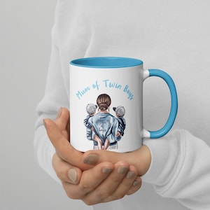 Boy/Boy Twin Love Ceramic Mug - Colorful Mum & Twins Design