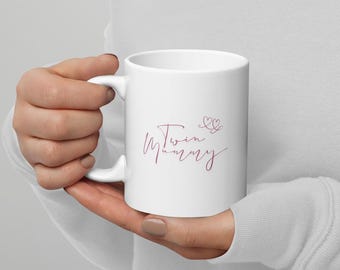 Taza para mamá gemela - Rosa / Taza para mamá gemela / Regalo para mamá gemela / Regalo para futura mamá gemela / Regalos para gemelos / Día de la Madre para mamá gemela / Cumpleaños para mamá gemela