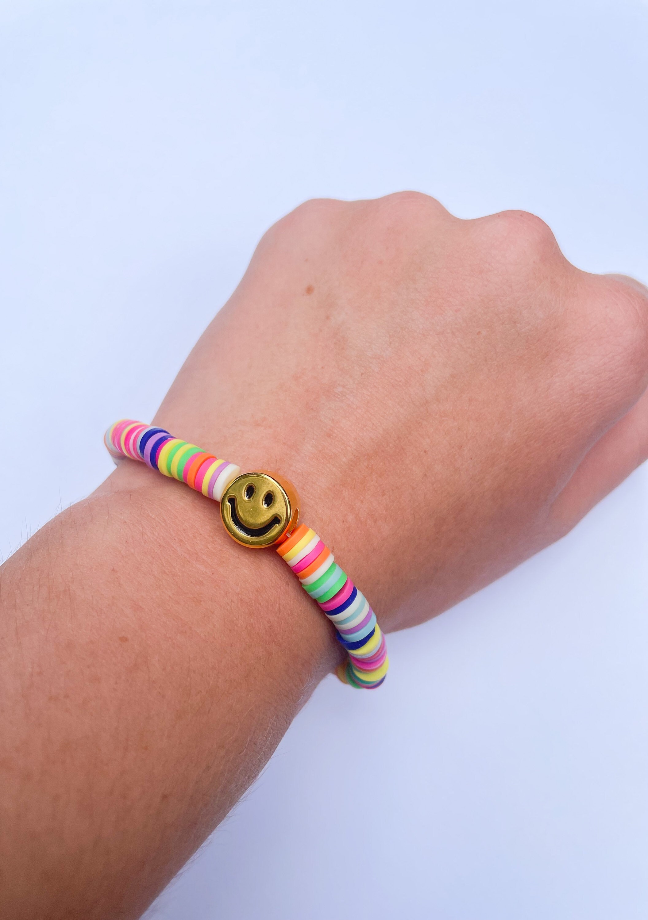 Smiley Face Clay Bead Bracelet / Preppy Jewelry / Joyería Etsy