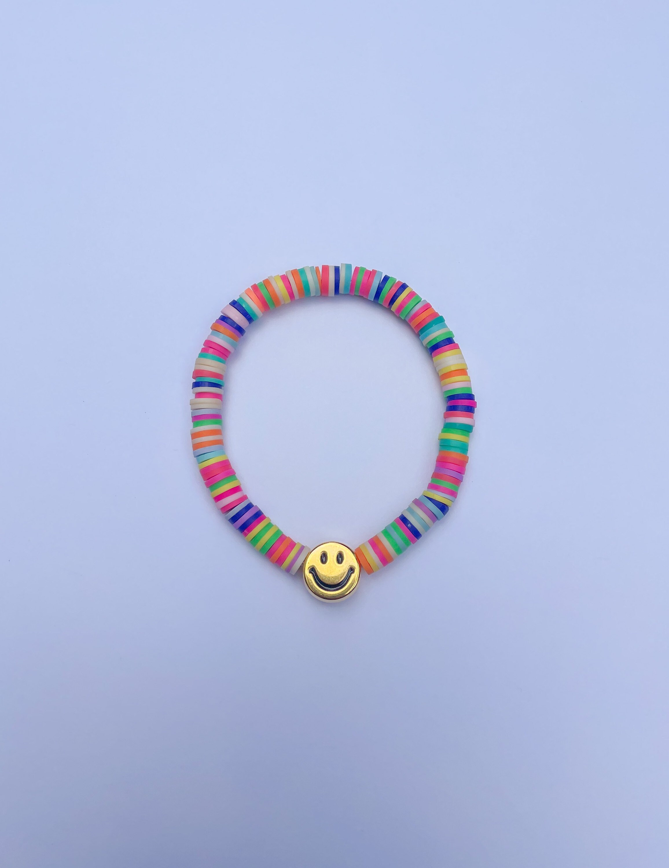 Smiley Face Clay Bead Bracelet / Preppy Jewelry / Joyería Etsy