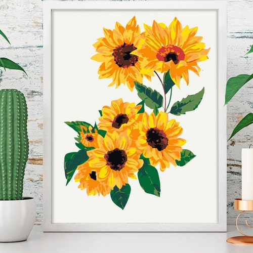 Sunflowers Color by Number Kit Printable Flower Color by Etsy