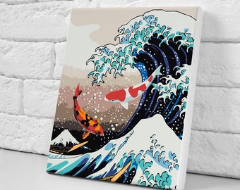 Koi Fish Animal - EU Shipping - DIY Paint by Number Kit Acrylic Painting Decor - The Great Wave off Kanagawa - Katsushika Hokusai - CH0048