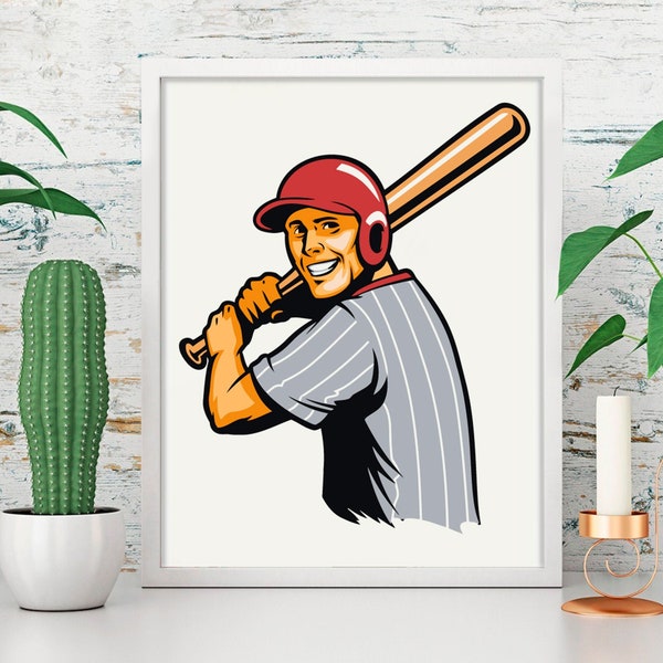Baseball / DIY Painting/ Sport paint by number kit / Color by number kit/Baseball player Color By Number/Art Project CH0284