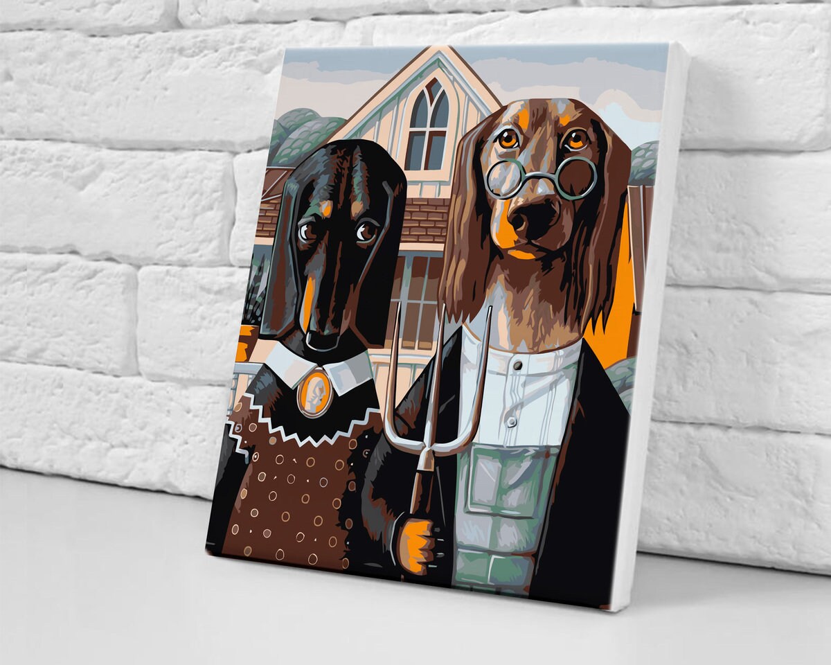 American Dog Gothic Eu Shipping Art Design Decor Diy Paint Etsy