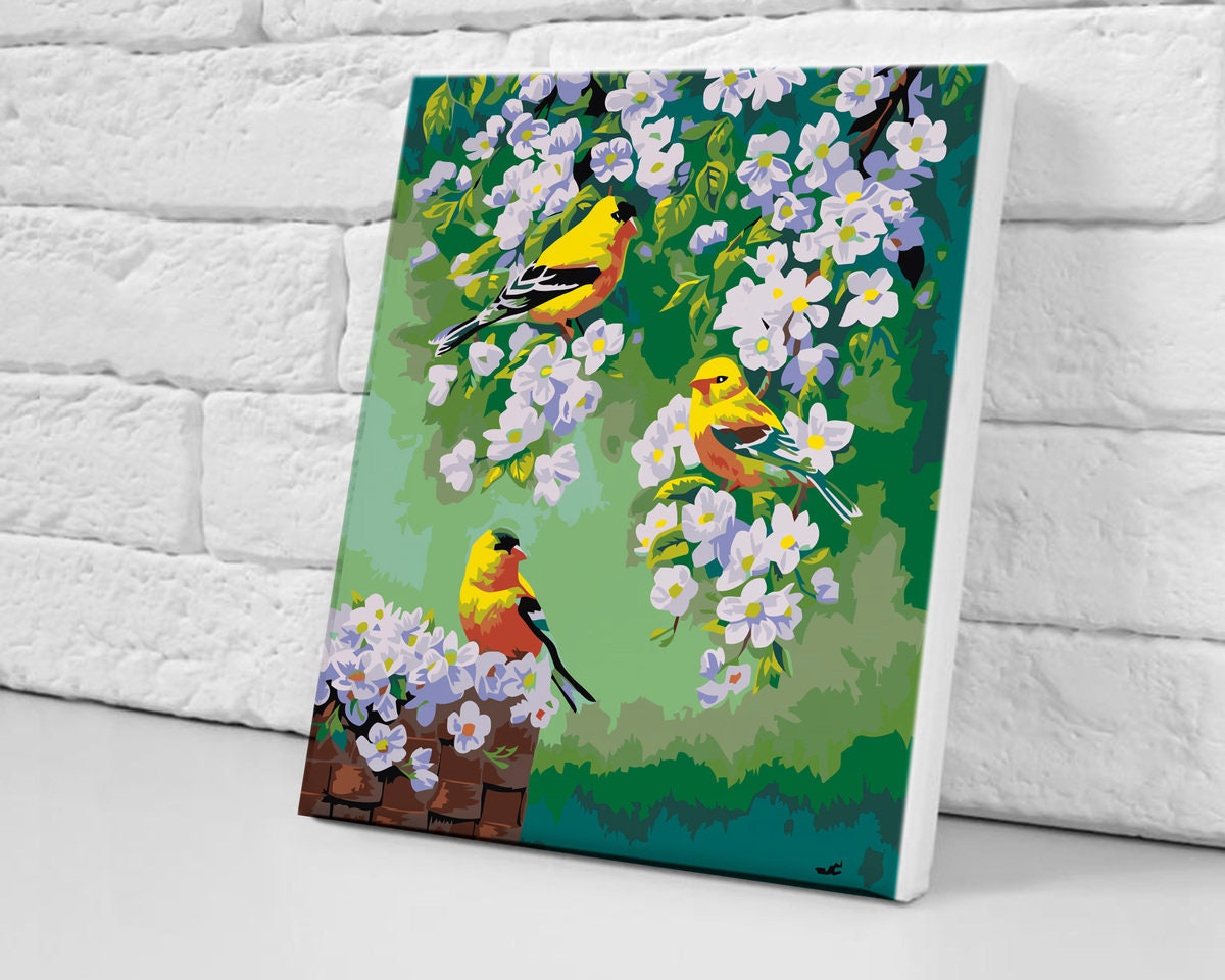 Small Birds on Branches EU Shipping DIY Paint by Number Kit Acrylic Painting  Home Decor HP0002 