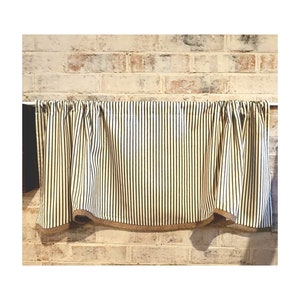 Burlap Curtain, Scalloped Valance, Ticking Valance, Burlap Valance, Farmhouse Curtain, Kitchen Curtain, Bathroom Valance, Laundry Valance