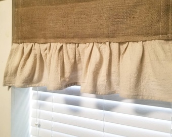 Burlap Ruffled Valance: Country Drop Cloth Curtain