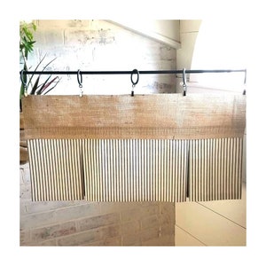 Farmhouse Ticking Stripe Valance, Burlap Curtain, Burlap Valance, Living Room Valance, Laundry Room Valance, Farmhouse Kitchen Valance