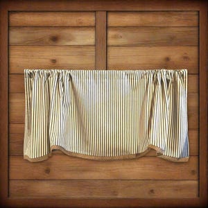 Burlap Curtain, Scalloped Valance, Ticking Valance, Burlap Valance, Farmhouse Curtain, Kitchen Curtain, Bathroom Valance, Laundry Valance